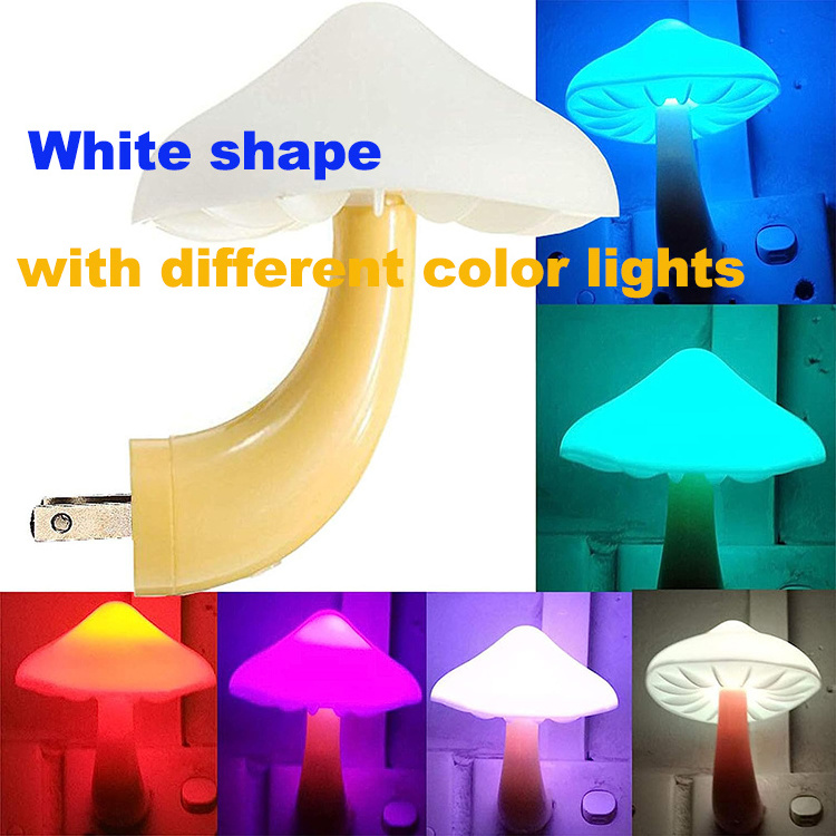 Cheap Light Control 7 Colors LED Night Light Plug in Lamp Sensor Mushroom Night Light for Bedroom Kids Bathroom