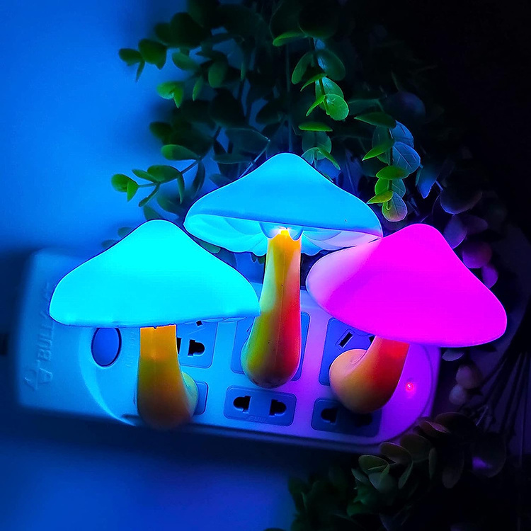 Cheap Light Control 7 Colors LED Night Light Plug in Lamp Sensor Mushroom Night Light for Bedroom Kids Bathroom