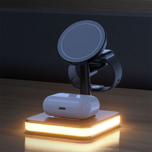 Hot Sale 4 In 1Wireless Charger Station Magnetic Charging Dock Led Night Light 15W Fast Phone Charge Watch Wireless Charger