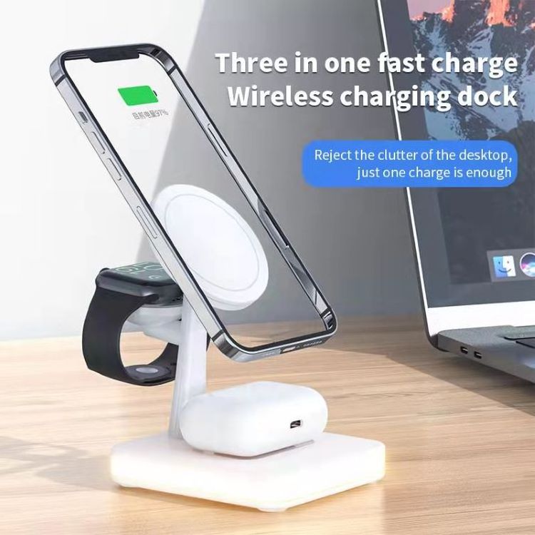 Hot Sale 4 In 1Wireless Charger Station Magnetic Charging Dock Led Night Light 15W Fast Phone Charge Watch Wireless Charger