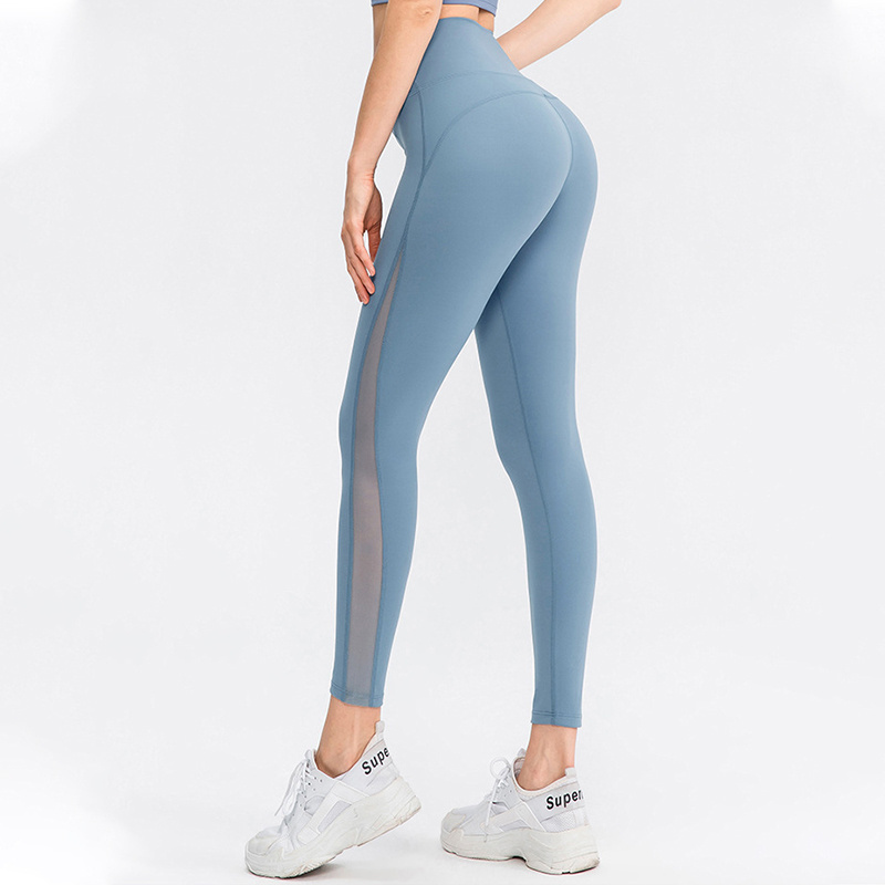 Wholesale Nude feeling Scrunch Butt Leggings No Camel Toe  side transparent Yoga Pants Sexy workout Leggings for Women