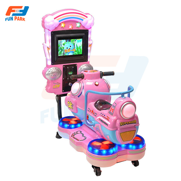 Amusement Park Coin Operated Kiddie Rides Ridding Car Swing Moto Video Games Machine For Shopping Mall