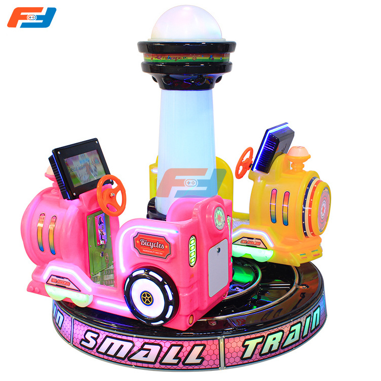 Hot Sale Coin Operated Kiddie Ride Track Train With Double Seats With MP5 Screen