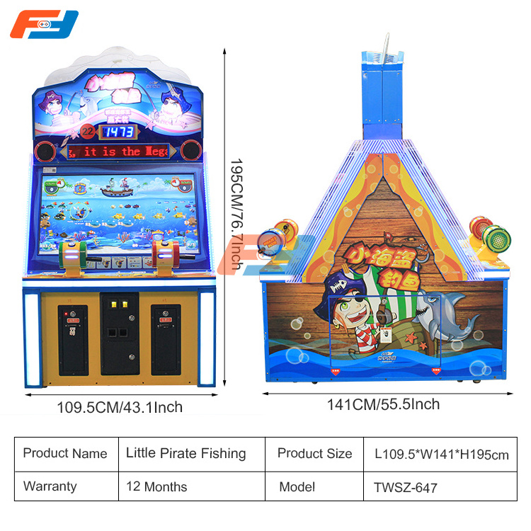 Coin Operated Arcade Indoor Sport Amusement 2 Players Pirate's hook With Chair Fishing Kids Game Machines For Sale