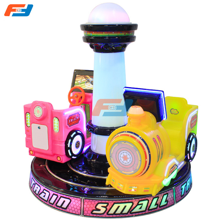 Hot Sale Coin Operated Kiddie Ride Track Train With Double Seats With MP5 Screen