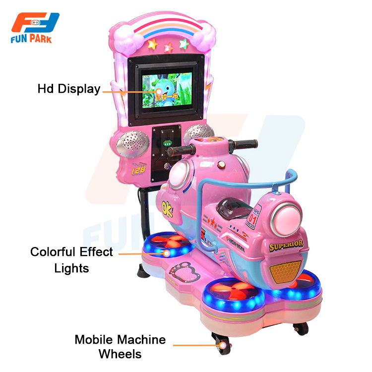 Amusement Park Coin Operated Kiddie Rides Ridding Car Swing Moto Video Games Machine For Shopping Mall