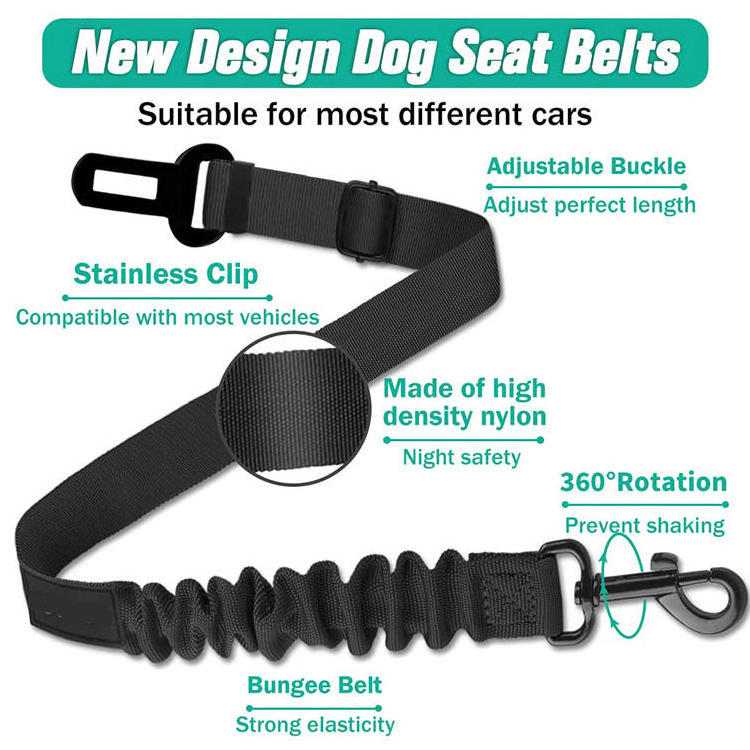 Custom Logo Safety Seat Belt Travel Leash Adjustable Dog Seat Belt Pet Car Seat Belt