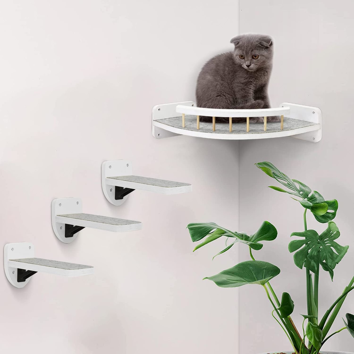 Cat Hammock Cat Wall Shelves and Perches Furniture Cat Climbing Shelf Scratching Post for Indoor With Plush