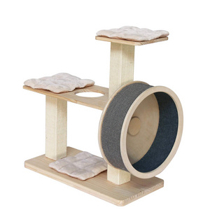 Cat Treadmill Running Wheel Spin Kitty Cat Tree with Built-in Wheel for All Things Running Spinning Scratching