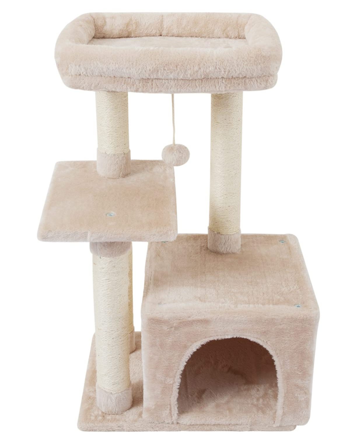 Cute Cat Tree Plush Cat Tower Multilevel  Play House, Spacious Hammock and Large Condos,cat trees & scratcher