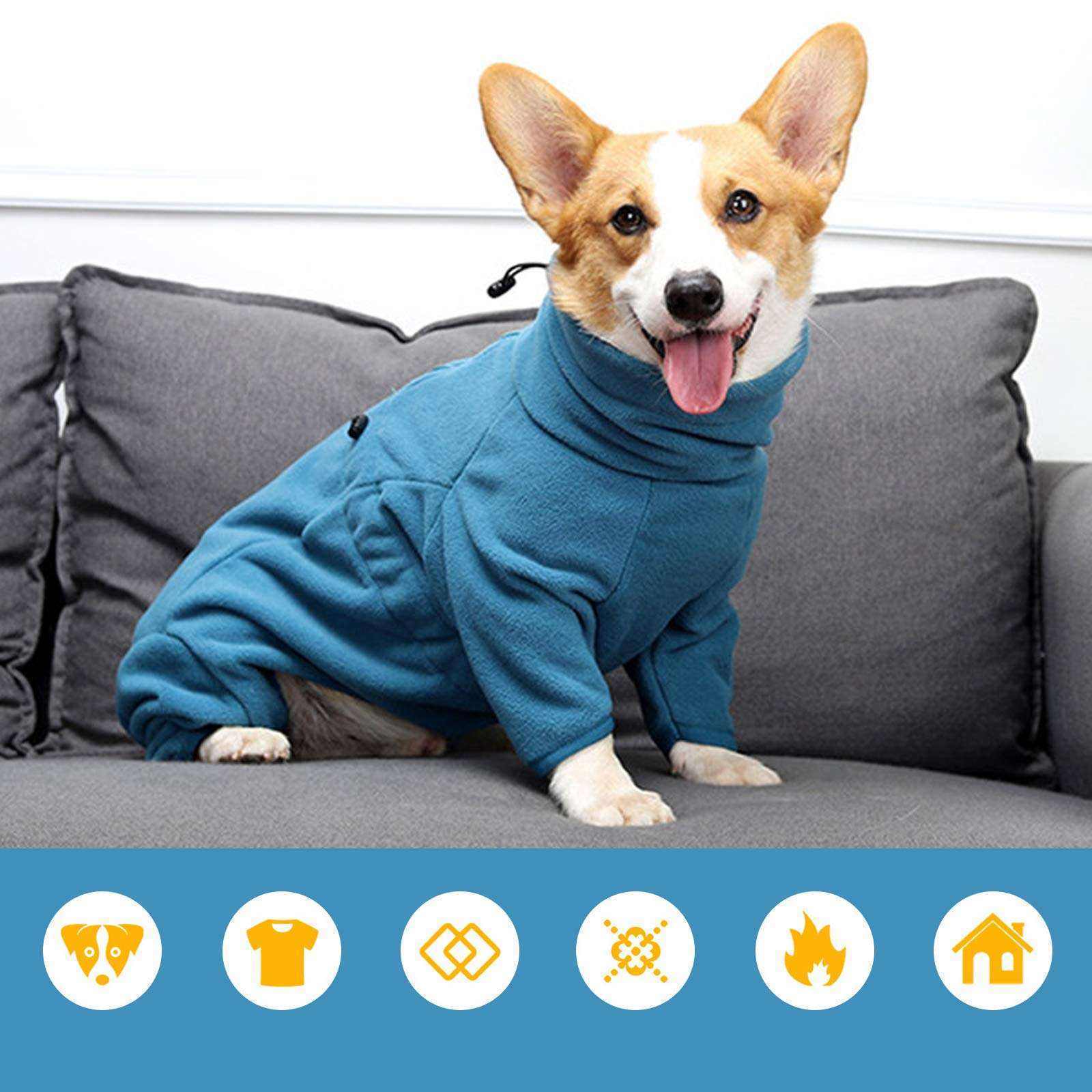 Pet Windproof Warm Cold Weather Jacket Dog Winter Coat Soft Fleece Pullover PajamasVest Cozy Apparel For Dogs Walking Hiking