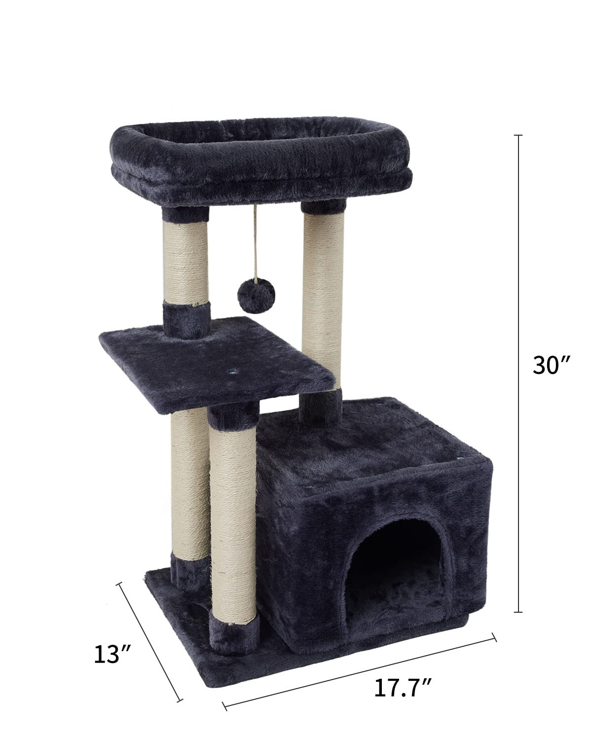 Cute Cat Tree Plush Cat Tower Multilevel  Play House, Spacious Hammock and Large Condos,cat trees & scratcher