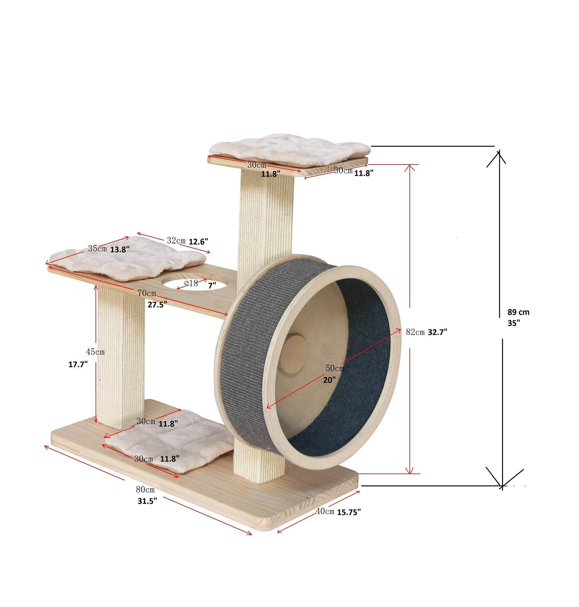 Cat Treadmill Running Wheel Spin Kitty Cat Tree with Built-in Wheel for All Things Running Spinning Scratching