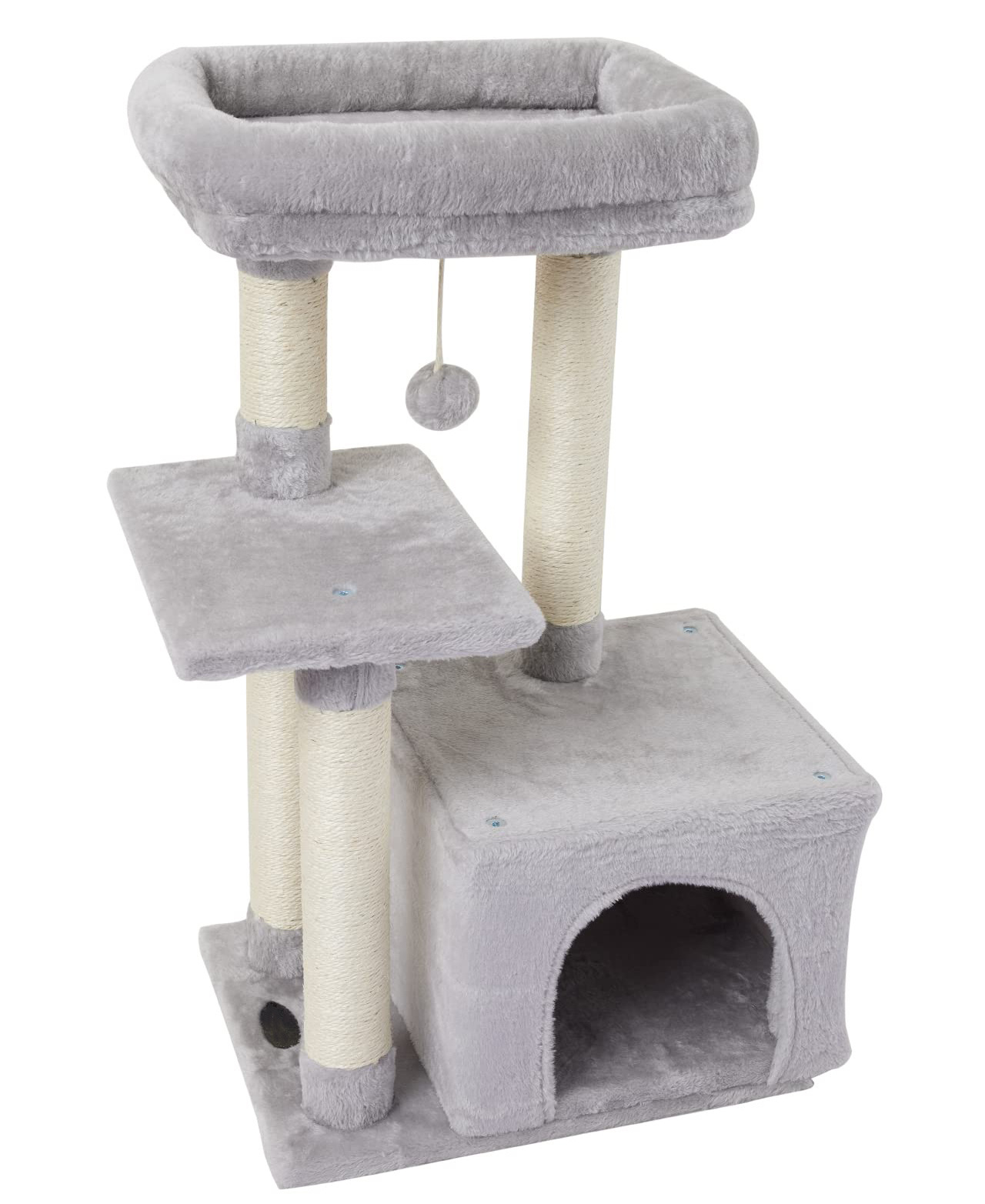 Cute Cat Tree Plush Cat Tower Multilevel  Play House, Spacious Hammock and Large Condos,cat trees & scratcher