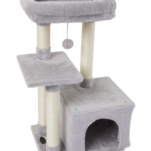 Cute Cat Tree Plush Cat Tower Multilevel  Play House, Spacious Hammock and Large Condos,cat trees & scratcher