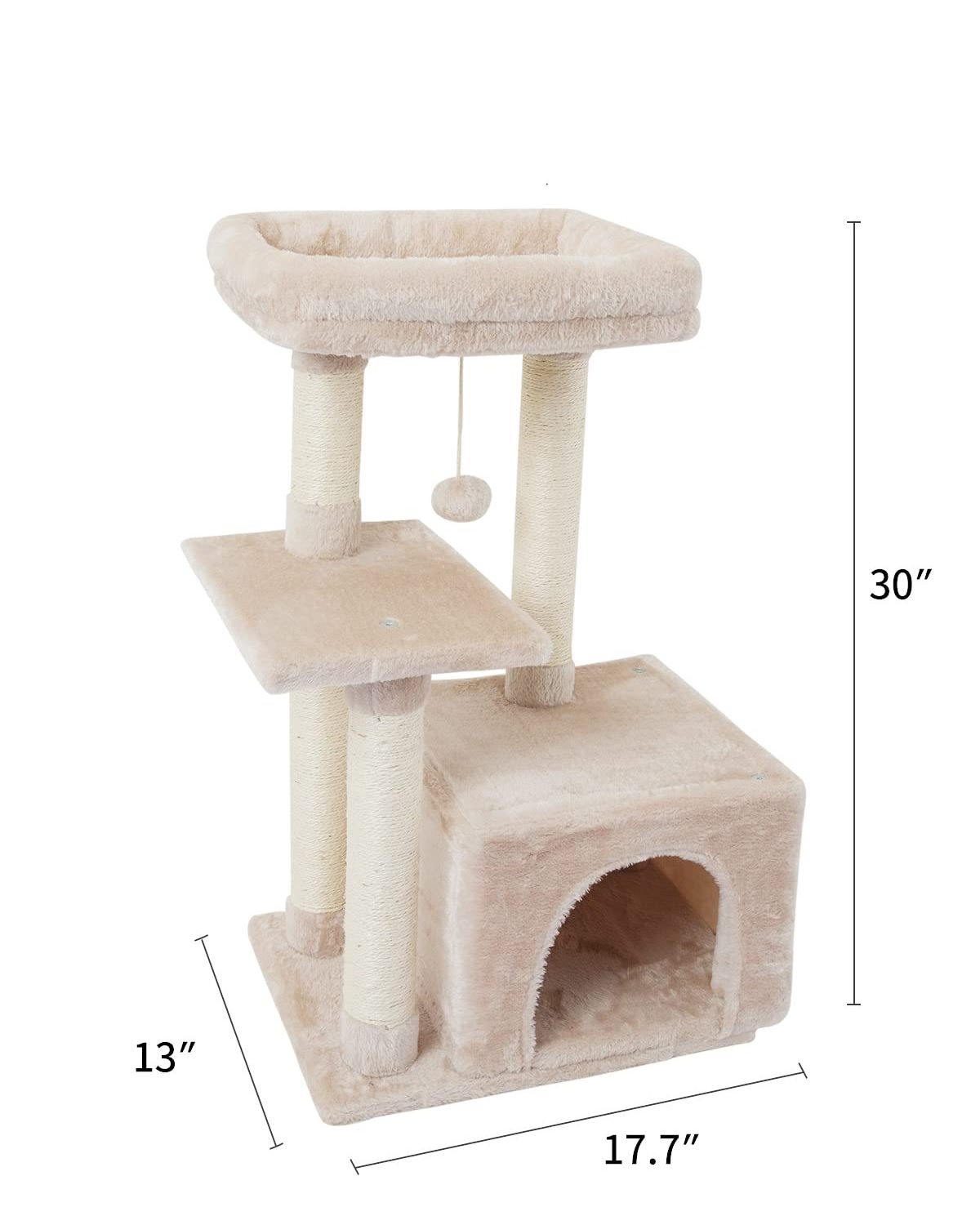 Cat Tree Tower Sisal Scratching Posts Cat Condo Play House Hammock Jump Platform Cat Furniture Activity Center