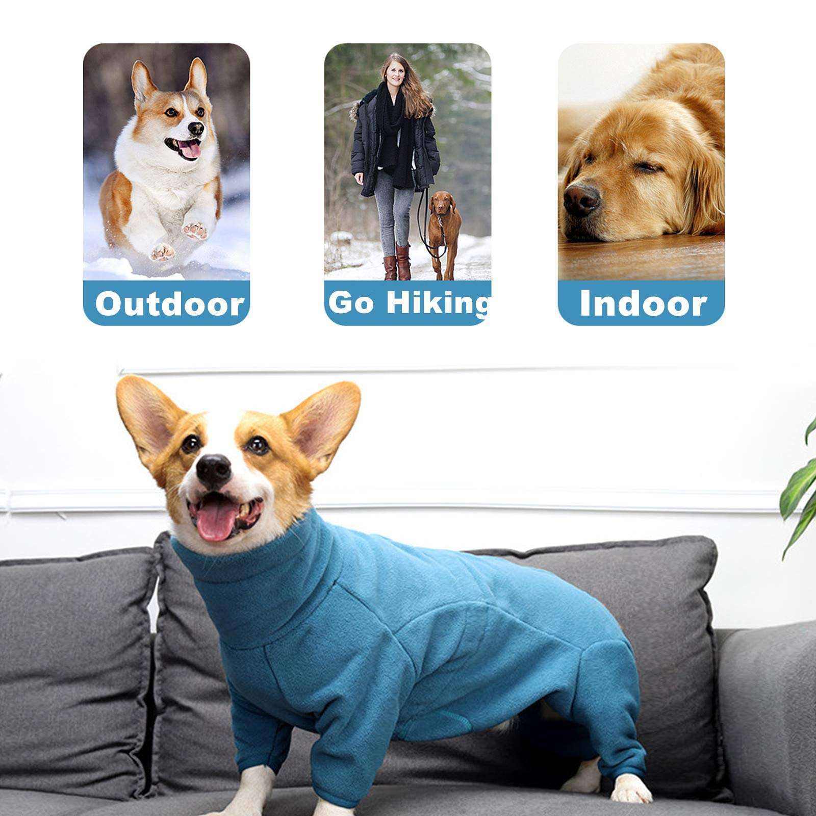 Pet Windproof Warm Cold Weather Jacket Dog Winter Coat Soft Fleece Pullover PajamasVest Cozy Apparel For Dogs Walking Hiking