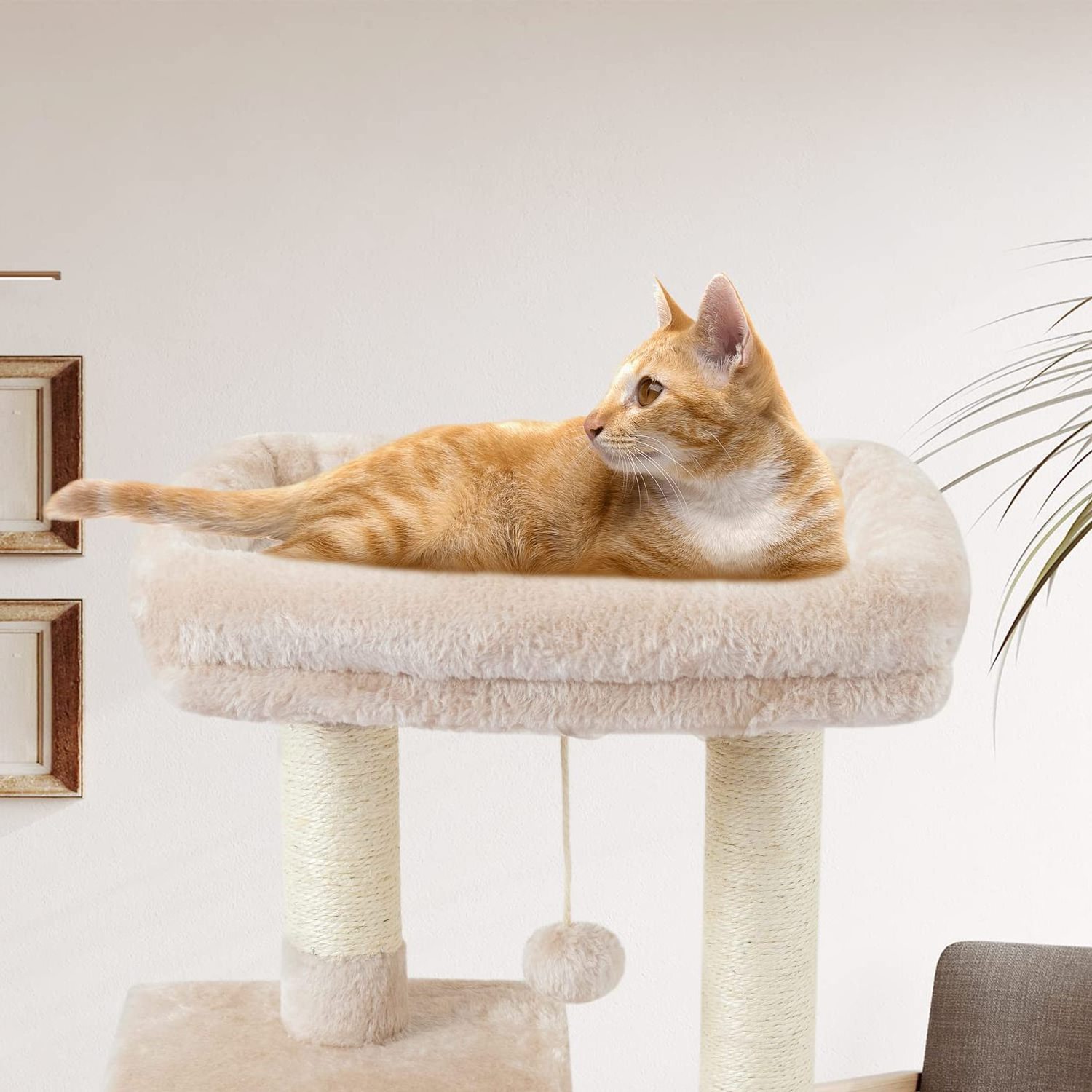 Cat Tree Tower Sisal Scratching Posts Cat Condo Play House Hammock Jump Platform Cat Furniture Activity Center