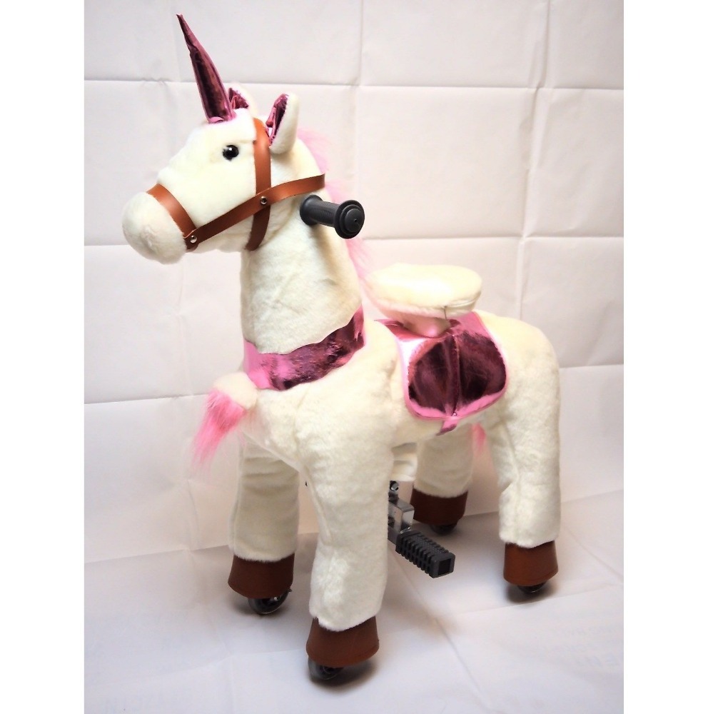 HI Unicorn plush ride on horse mechanical pony rider walking horse toy on promotion