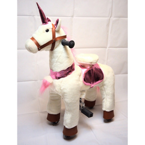 HI Unicorn plush ride on horse mechanical pony rider walking horse toy on promotion