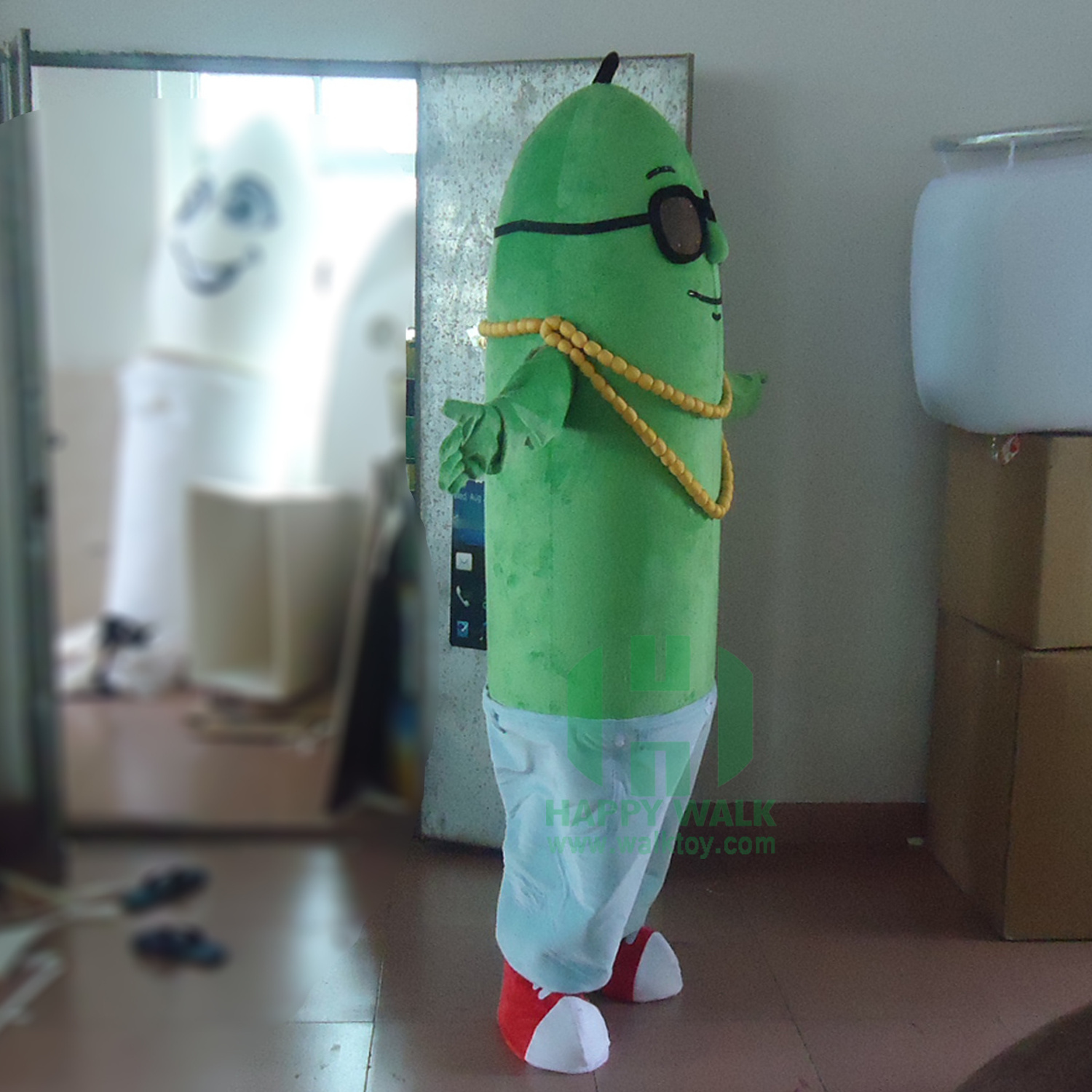 plush adult penis mascot costume with glasses for sale