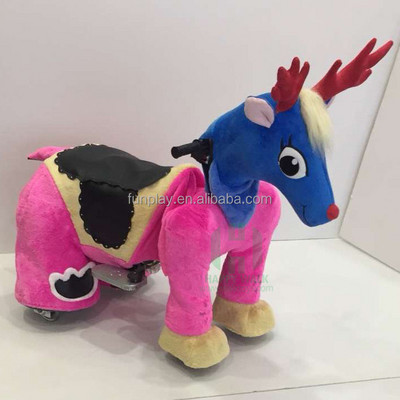 Electric Ride on Purple Horse Unicorn Toy Plush Walking Pony Animal Horse Mechanical Scooter Pony For Kids and Adults