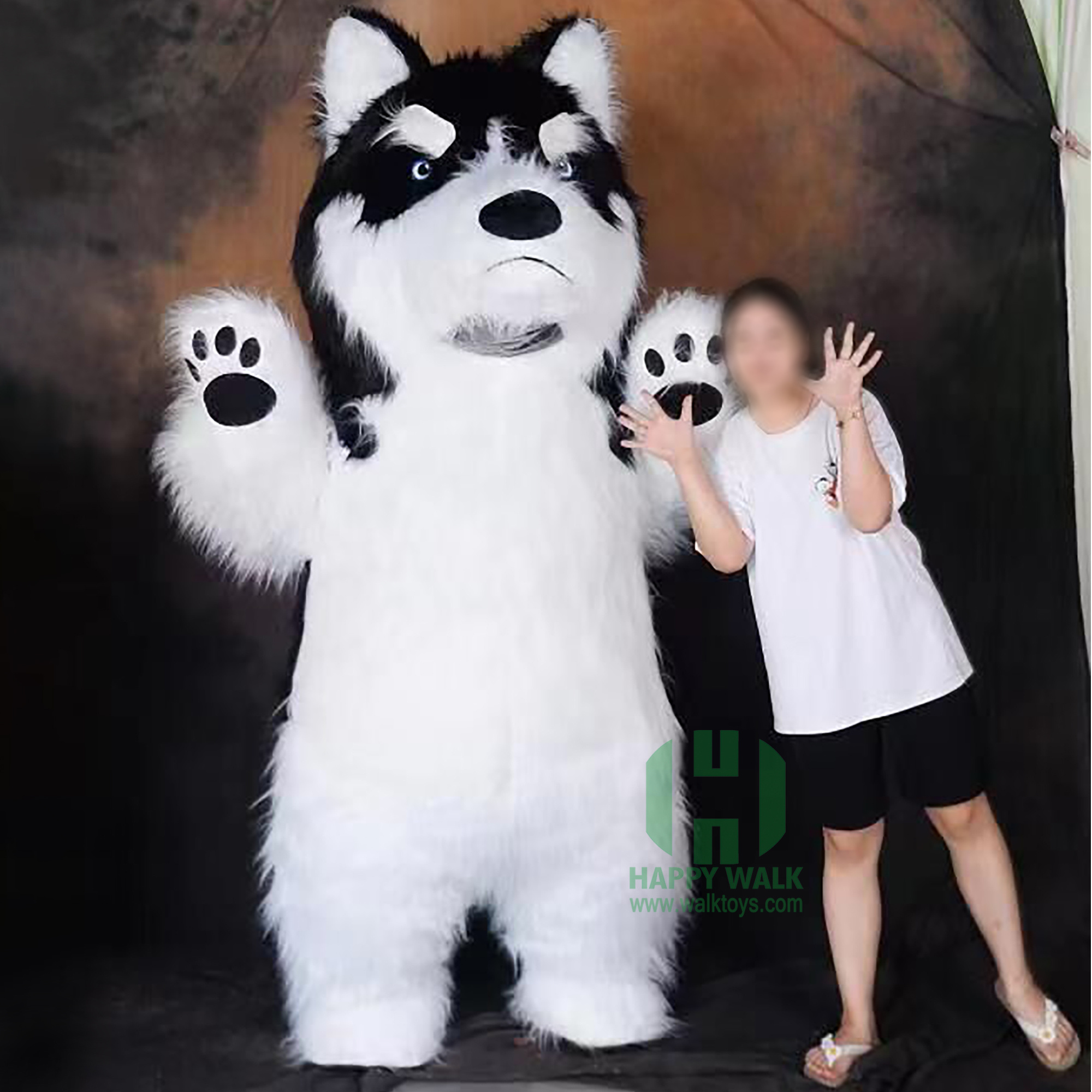 Hot Sale Carton Mascot Costume Shrimp Husky Cosplay Party Fancy Dress Halloween Inflatable Dog Mascot Costume for adult