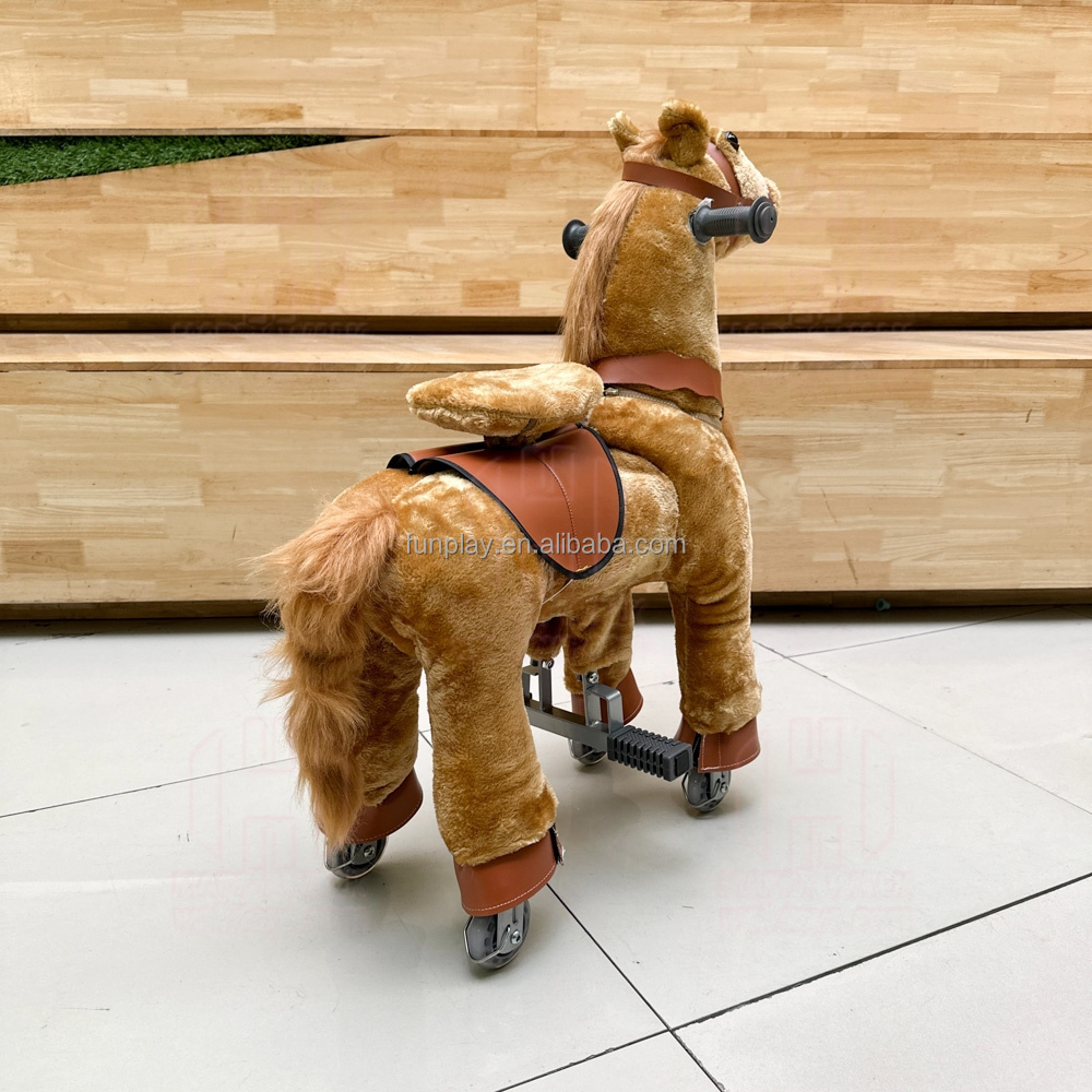 kiddie ride on animal plush non electric scooter unicorn walking mechanical robotic stuffy animal ride