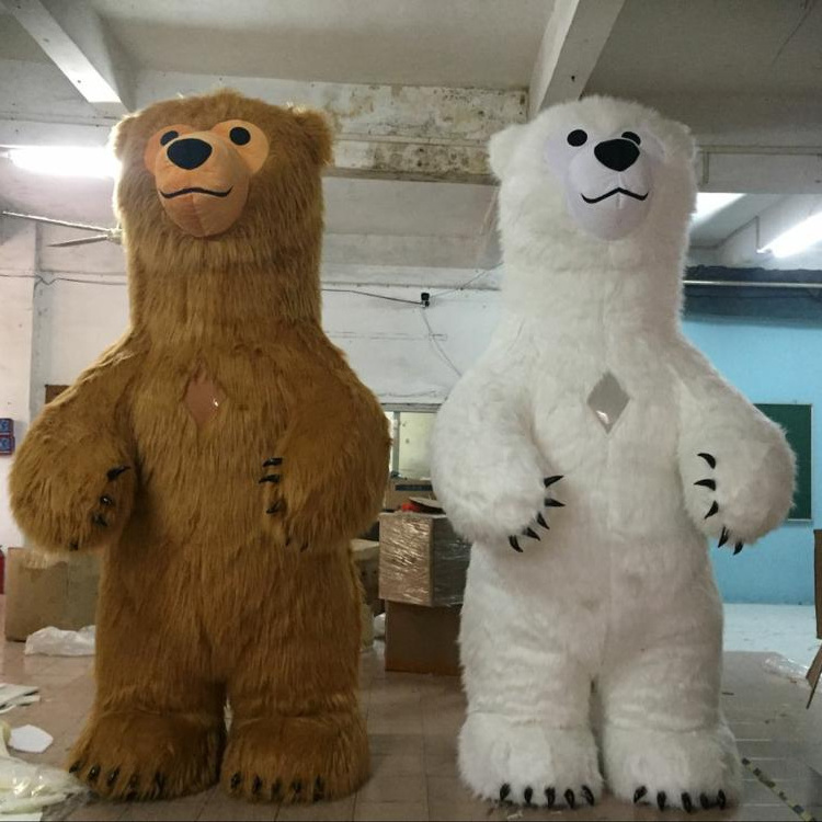 3 meter long fur walking giant inflatable polar bear mascot costume