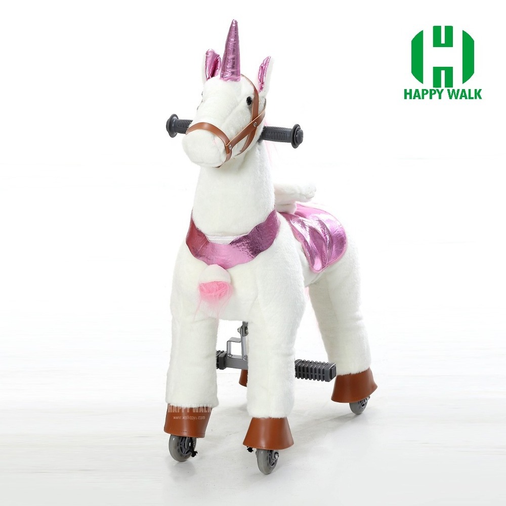 HI Unicorn plush ride on horse mechanical pony rider walking horse toy on promotion