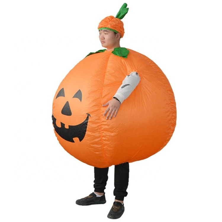 Hot sale plush vegetable fruit inflatable pumpkin costume for adults