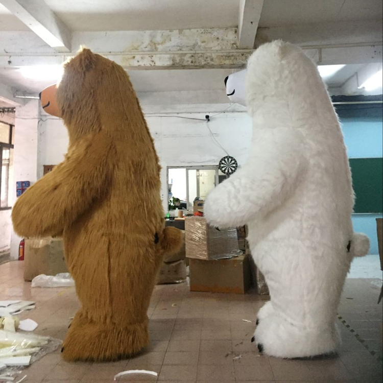 3 meter long fur walking giant inflatable polar bear mascot costume