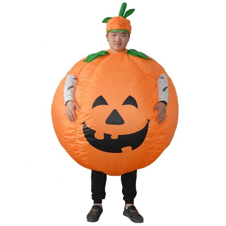 Hot sale plush vegetable fruit inflatable pumpkin costume for adults