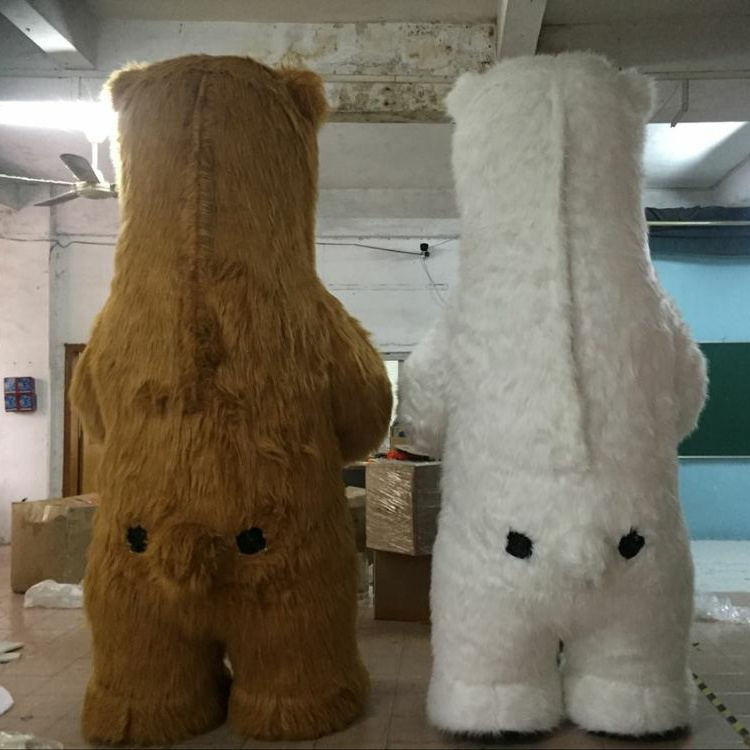 3 meter long fur walking giant inflatable polar bear mascot costume