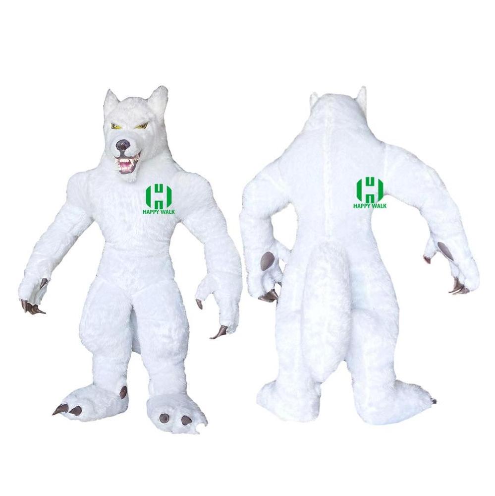 High quality  2m/3m realistic long fur animal inflatable wolf mascot costume for adult