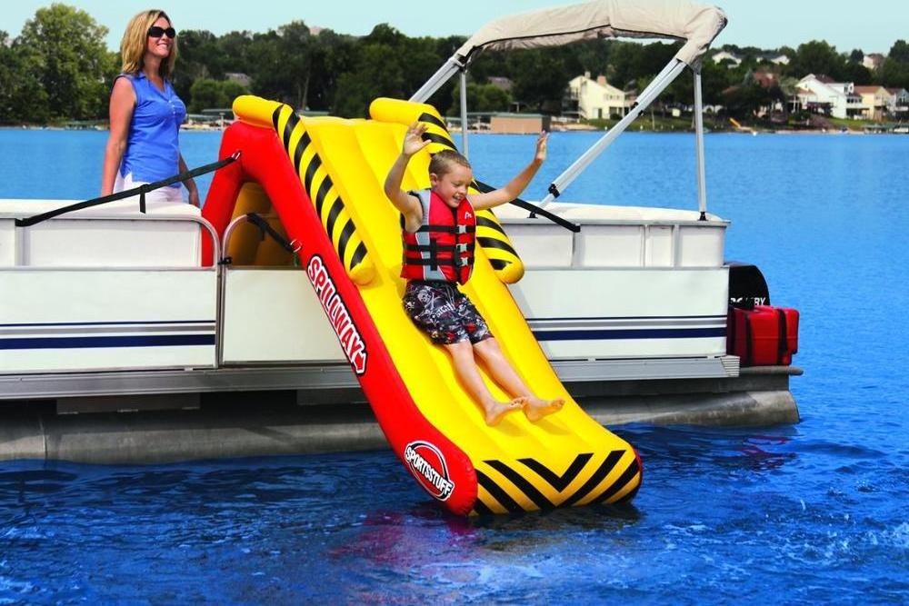 Factory price inflatable Pontoon Boat water slide for sale, wholesale inflatable water slide for cruise ship