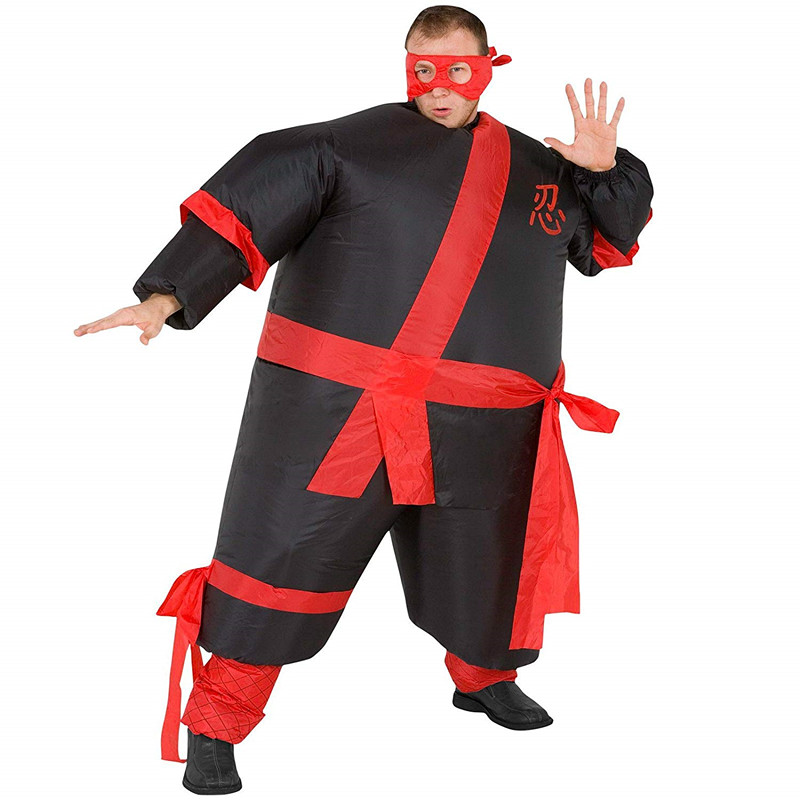 Black and red Halloween Japanese Samurai suit cosplay inflatable Ninja costume adult free size for sale