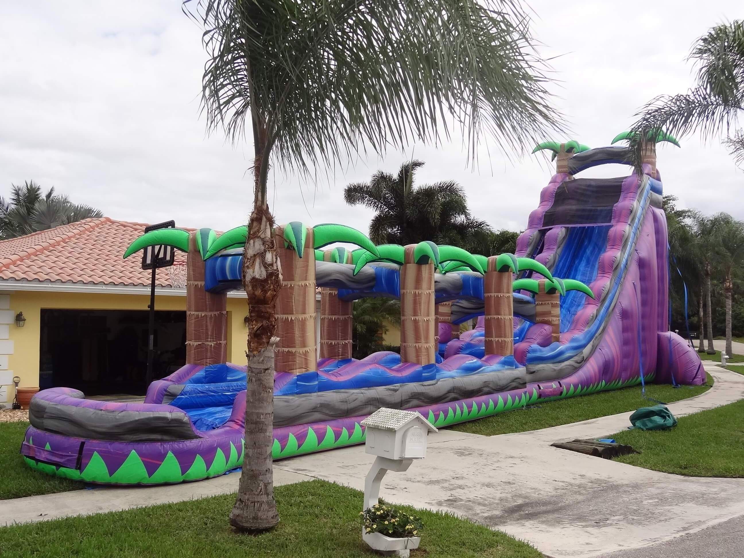 Commercial Inflatable Purple Toboggan Slip N Slide Water Slide For Sale