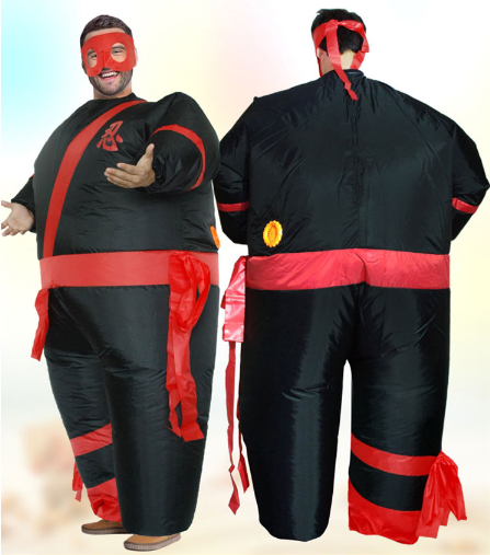 Black and red Halloween Japanese Samurai suit cosplay inflatable Ninja costume adult free size for sale