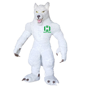 2m/3m Vivid long fur adult giant inflatable wolf mascot costume for sale