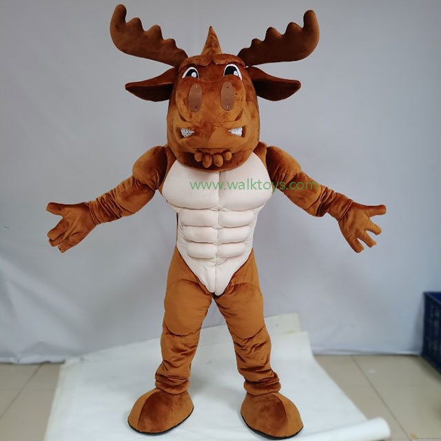 professional custom Christmas animal deer Power Muscly Moose Mascot Costume for adult