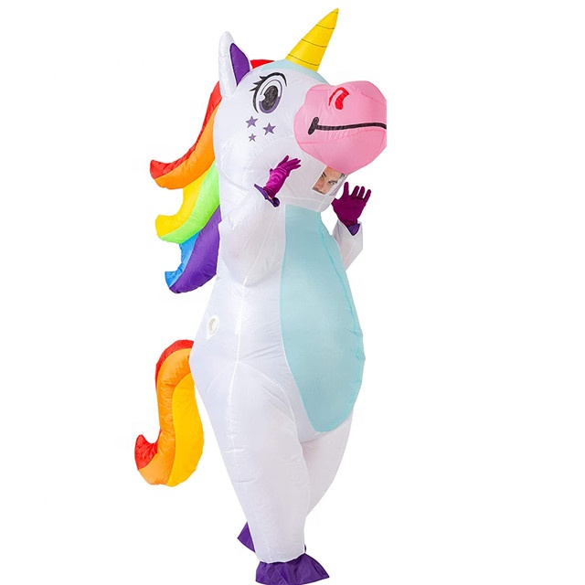 Hot Sale unicorn Cartoon Inflatable Costume Cosplay Party Fancy Dress Halloween Fur suit Inflatable unicorn costumes