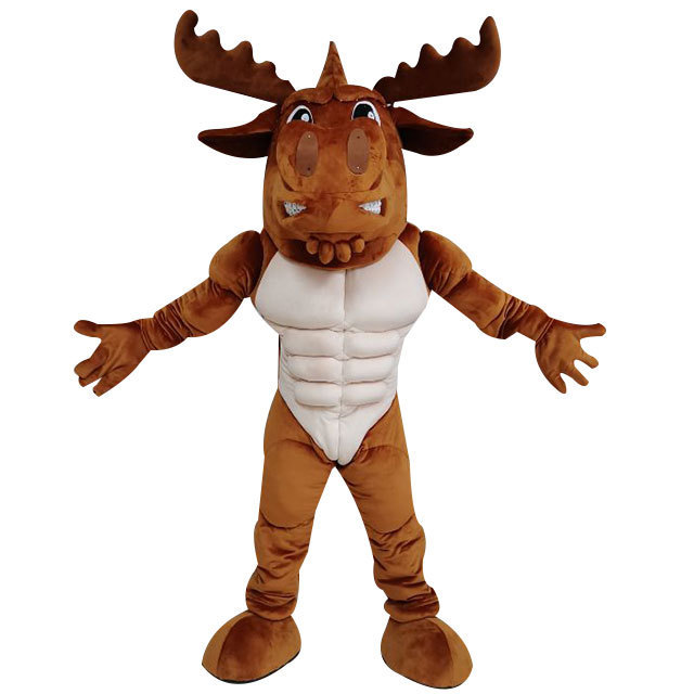 professional custom Christmas animal deer Power Muscly Moose Mascot Costume for adult