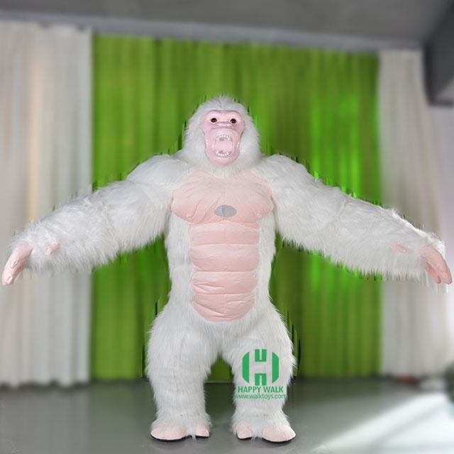 high quality CE/ASTM 2.6 meter custom white realistic inflatable gorilla costume for adult