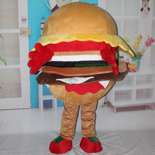 Hot sale mascot costume custom commercial big hamburger	cosplay dressing funny fancy food mascot costumes