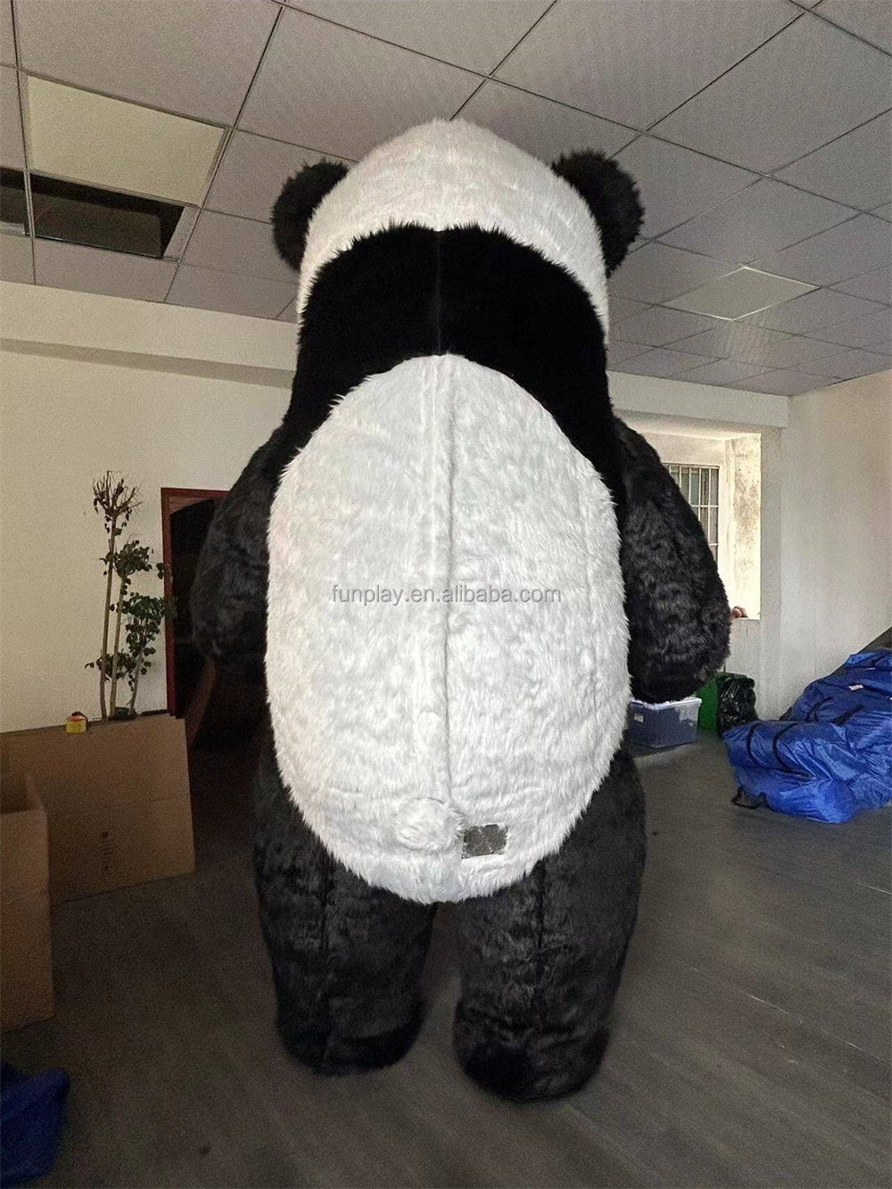 Funny CE 2M 2.6M 3M Inflatable Panda With Bowtie Mascot Costume Party Adult Panda Animal Costume for Sale