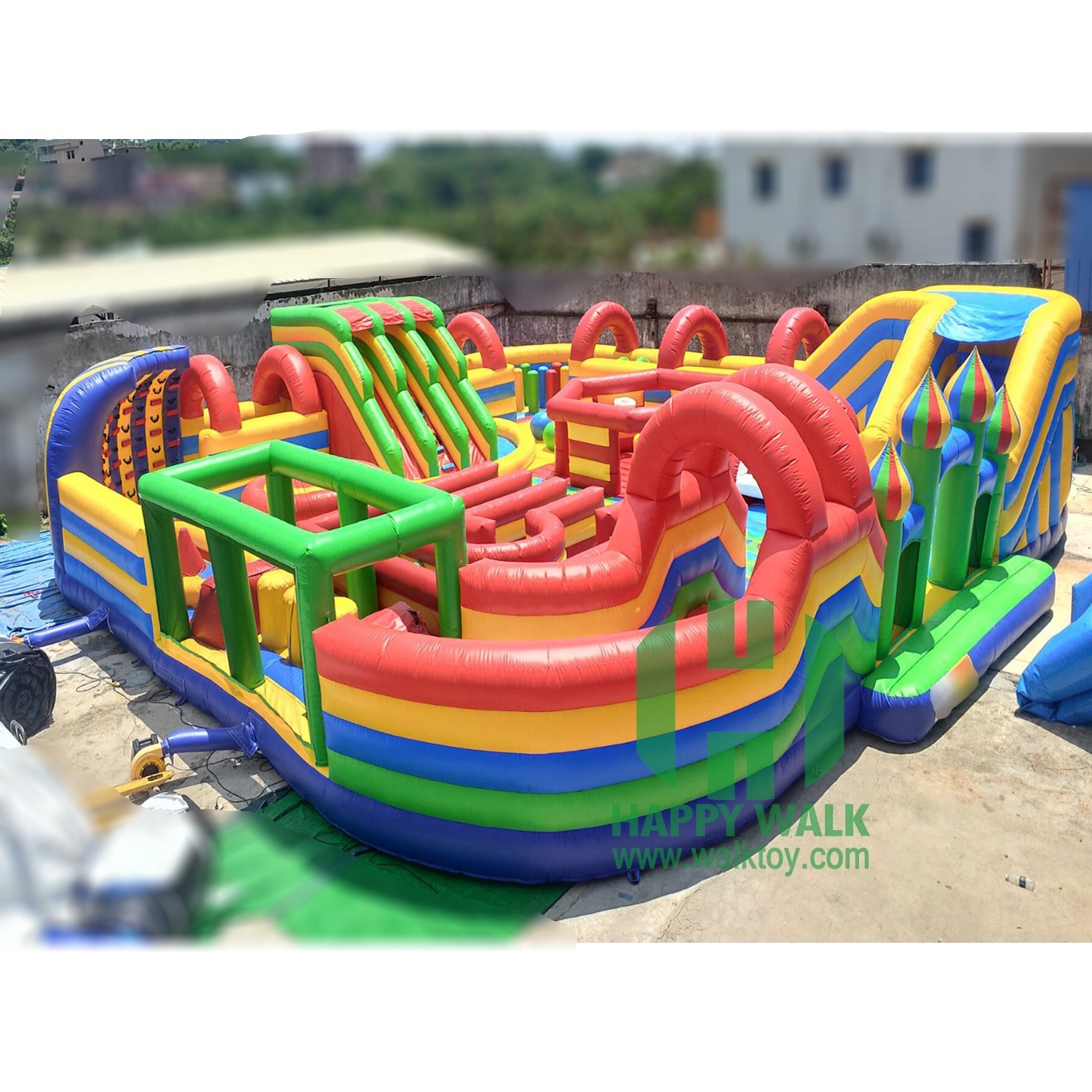 Giant 16*16m inflatable carnival rides children amusement games kids theme park toy equipment toddler playground for children