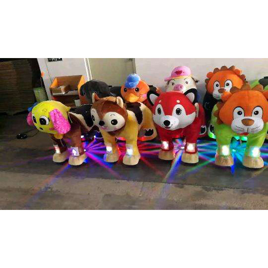 Zoo Animal Scooter Coin Operated Electric Animal Ride On Toys Stuffed Motorized Plush Riding Animals