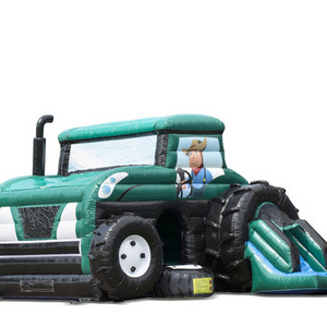 Happy Tractor Inflatable Bouncer Factory Price 4.5*7*3.5m PVC Car theme jumping castle slide combo for adult kids play