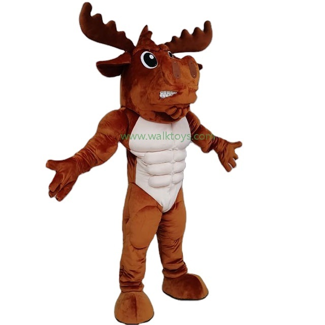 professional custom Christmas animal deer Power Muscly Moose Mascot Costume for adult